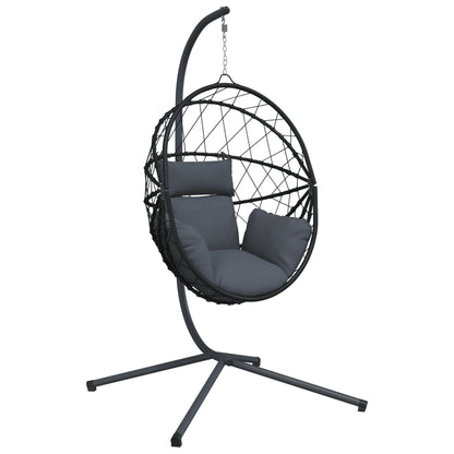 Hängesessel Ei-Design Mit Ständer Rattan Und Stahl