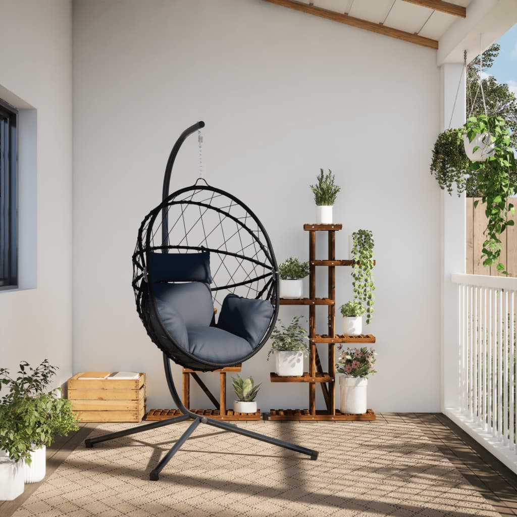 Hängesessel Ei-Design Mit Ständer Rattan Und Stahl