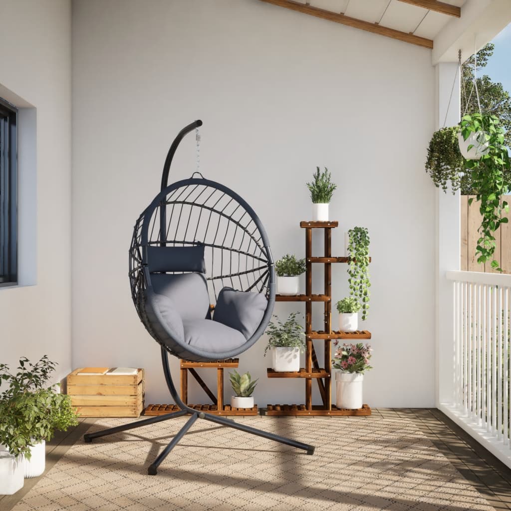 Hängesessel Ei-Design Mit Ständer Rattan Und Stahl