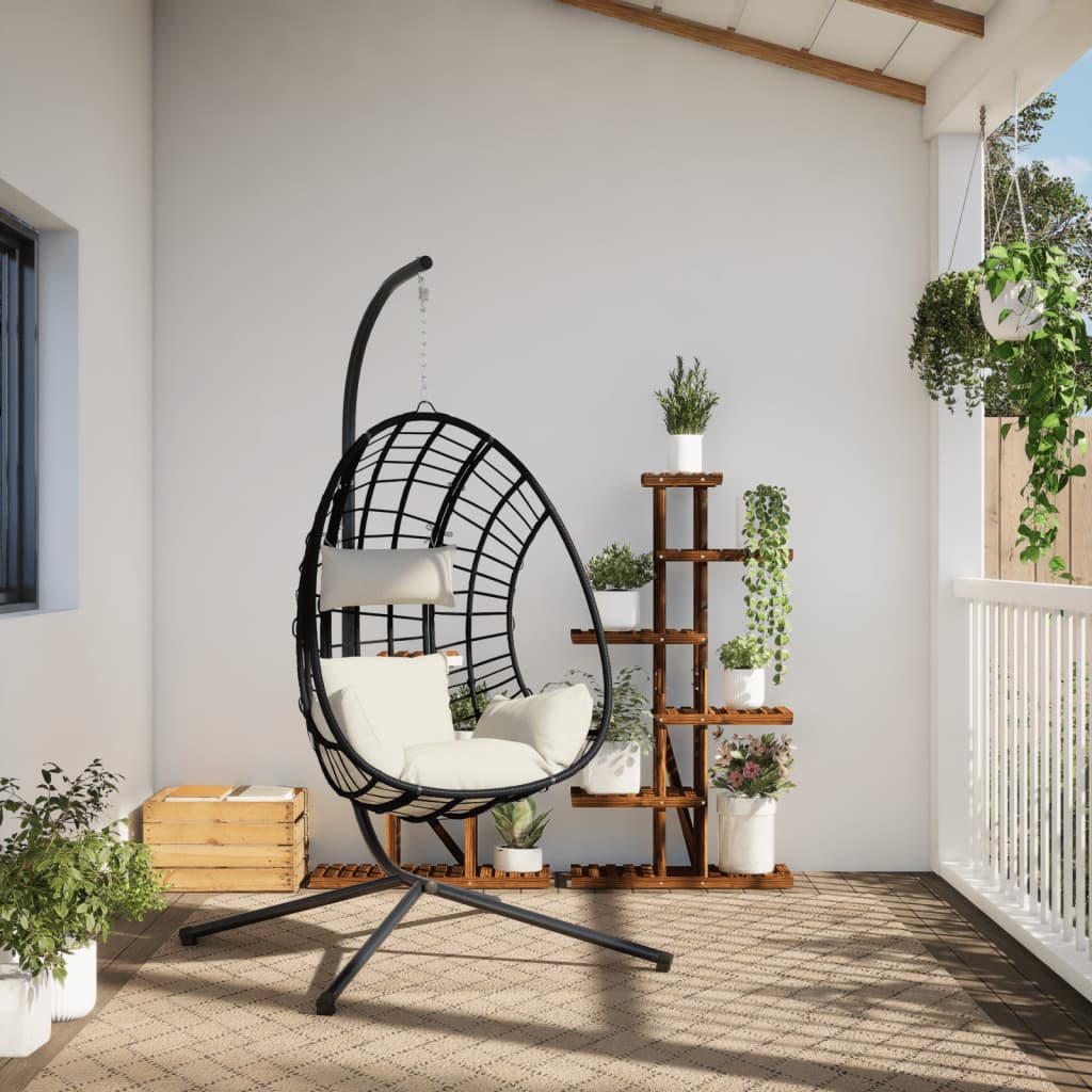 Hängesessel Ei-Design Mit Ständer Rattan Und Stahl