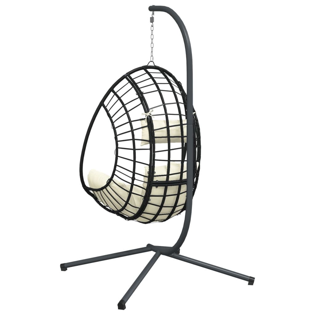 Hängesessel Ei-Design Mit Ständer Rattan Und Stahl