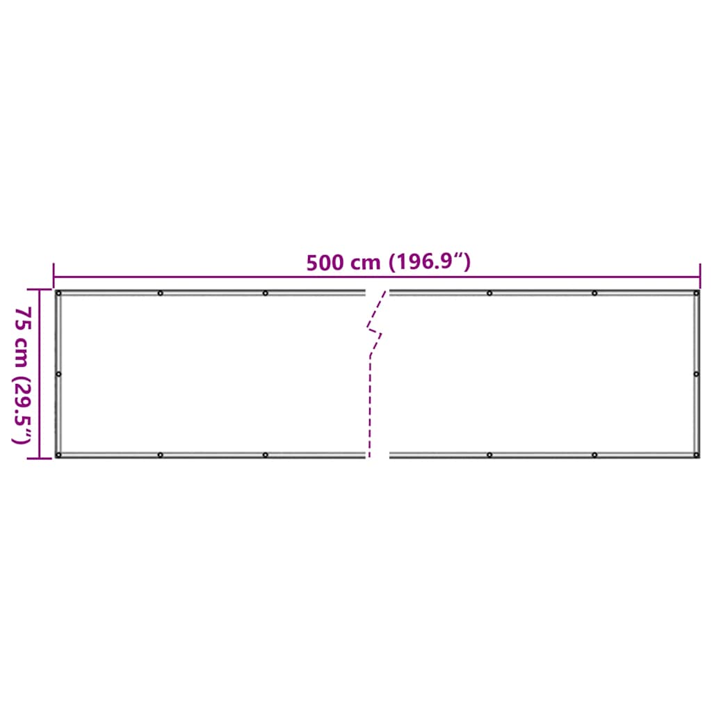 Balkon-Sichtschutz Pflanzen-Optik Grün 500X75 Cm Pvc