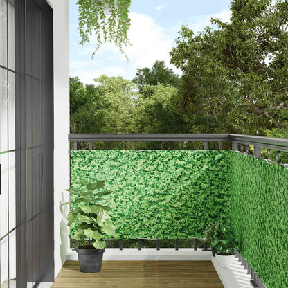 Balkon-Sichtschutz Pflanzen-Optik Grün 500X75 Cm Pvc