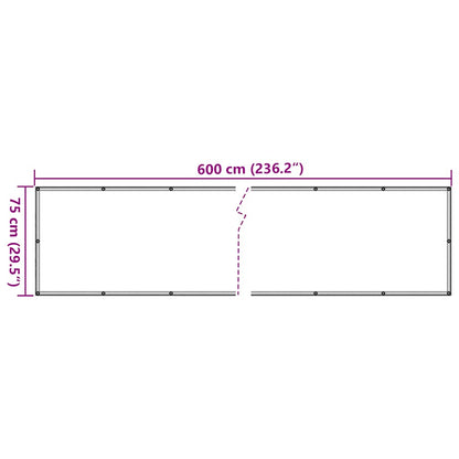 Balkon-Sichtschutz Pflanzen-Optik Grün 600X75 Cm Pvc