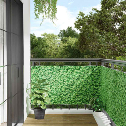 Balkon-Sichtschutz Pflanzen-Optik Grün 600X75 Cm Pvc