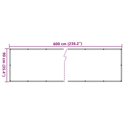 Balkon-Sichtschutz Pflanzen-Optik Grün 600X90 Cm Pvc