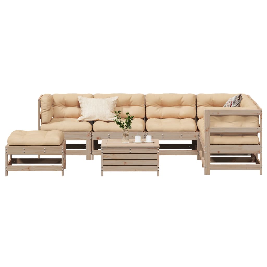 8-Tlg. Garten-Lounge-Set Mit Kissen Imprägniertes Kiefernholz