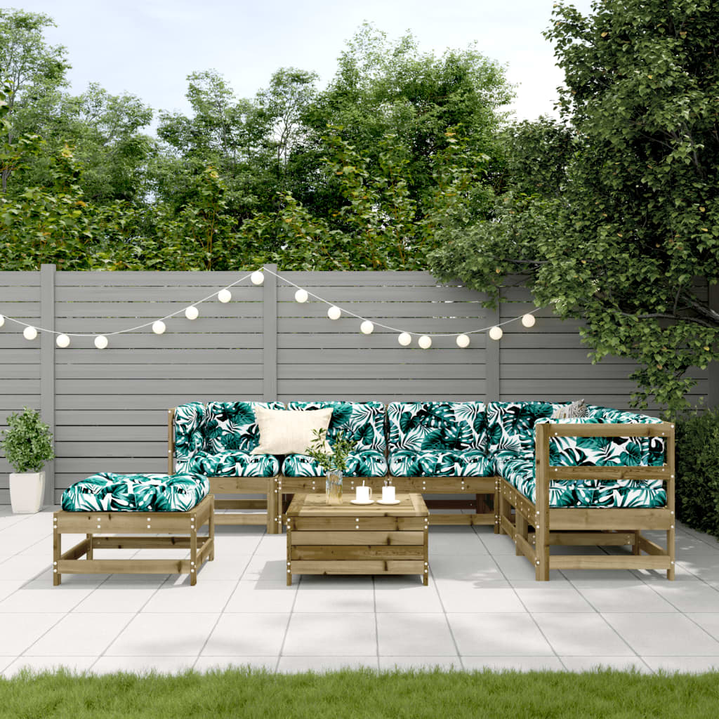 8-Tlg. Garten-Lounge-Set Mit Kissen Imprägniertes Kiefernholz