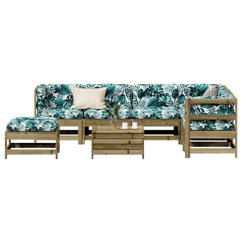 8-Tlg. Garten-Lounge-Set Mit Kissen Imprägniertes Kiefernholz