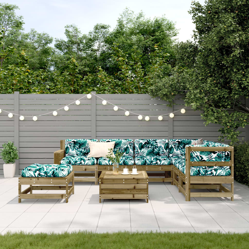 8-Tlg. Garten-Lounge-Set Mit Kissen Imprägniertes Kiefernholz