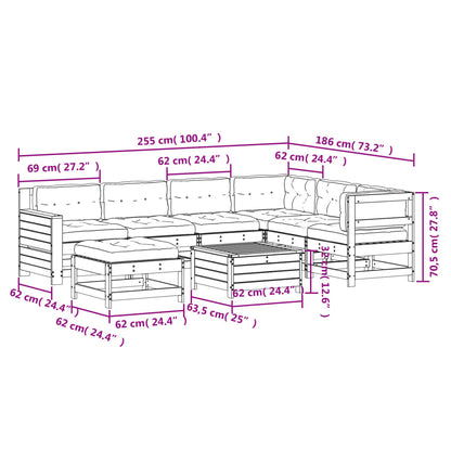 8-Tlg. Garten-Lounge-Set Mit Kissen Imprägniertes Kiefernholz