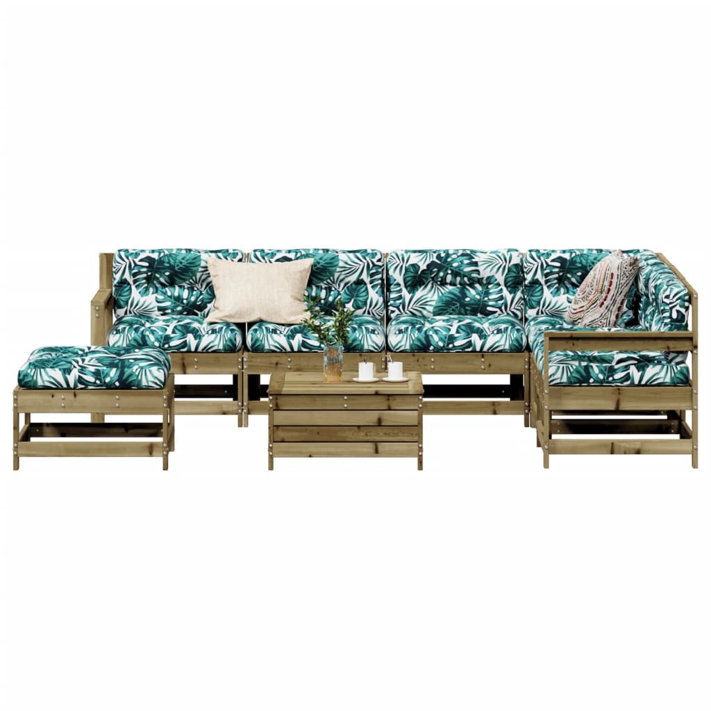 8-Tlg. Garten-Lounge-Set Mit Kissen Imprägniertes Kiefernholz
