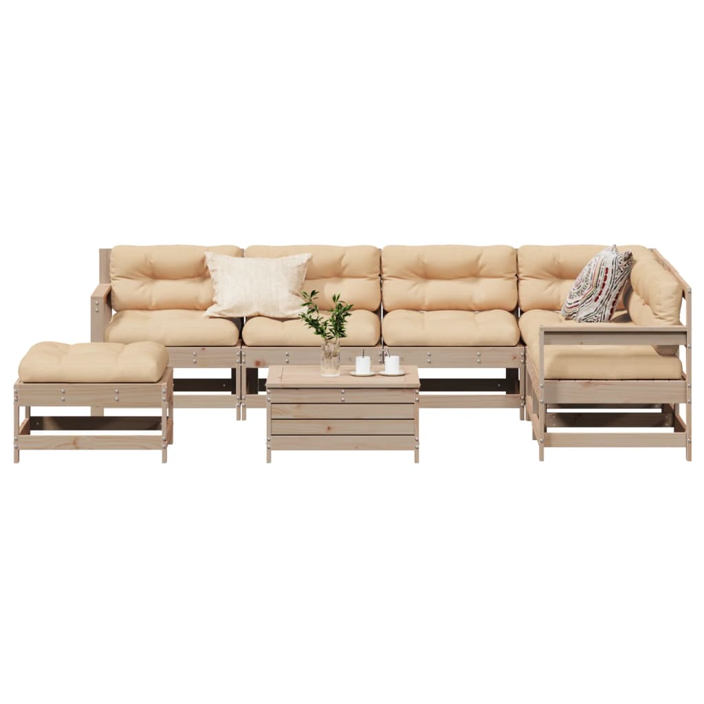 8-Tlg. Garten-Lounge-Set Mit Kissen Imprägniertes Kiefernholz