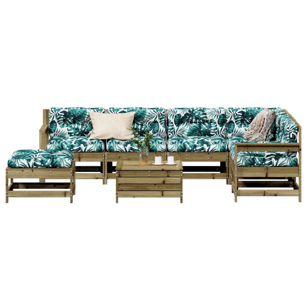 8-Tlg. Garten-Lounge-Set Mit Kissen Imprägniertes Kiefernholz