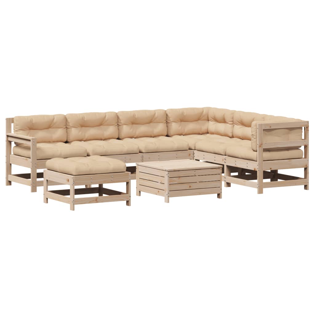 8-Tlg. Garten-Lounge-Set Mit Kissen Massivholz Kiefer