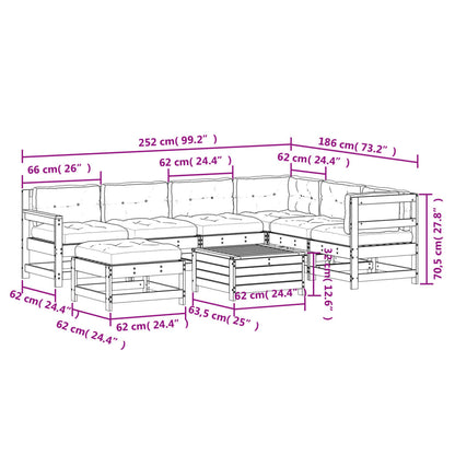 8-Tlg. Garten-Lounge-Set Mit Kissen Massivholz Kiefer