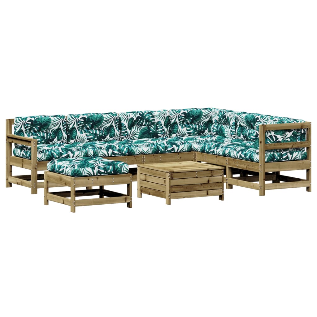 8-Tlg. Garten-Lounge-Set Mit Kissen Imprägniertes Kiefernholz
