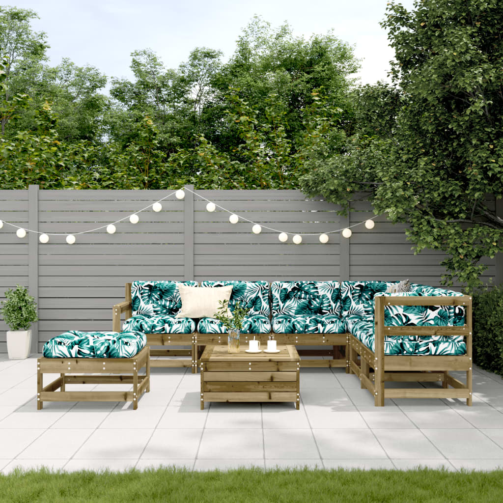 8-Tlg. Garten-Lounge-Set Mit Kissen Imprägniertes Kiefernholz