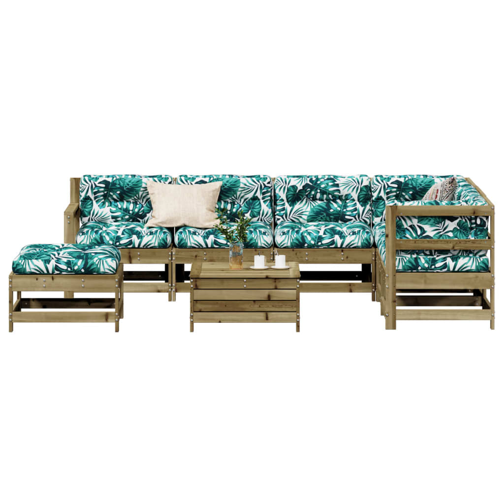 8-Tlg. Garten-Lounge-Set Mit Kissen Imprägniertes Kiefernholz