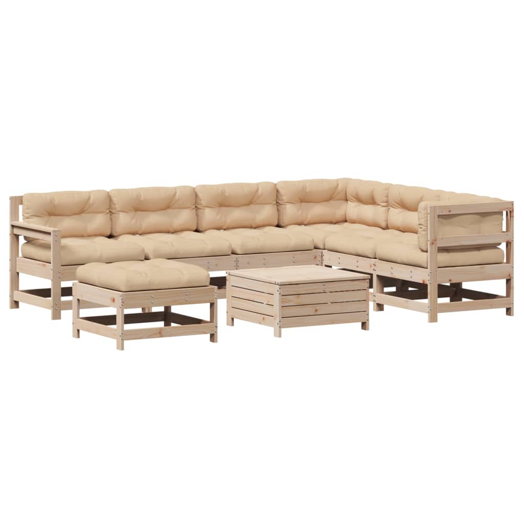 8-Tlg. Garten-Lounge-Set Mit Kissen Massivholz Kiefer