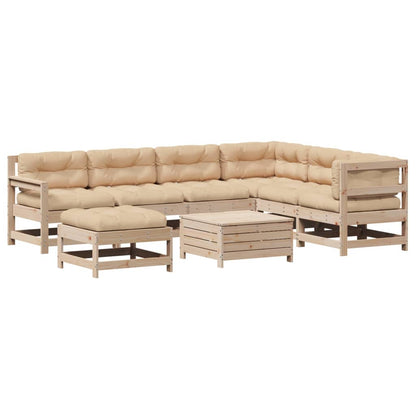 8-Tlg. Garten-Lounge-Set Mit Kissen Massivholz Kiefer