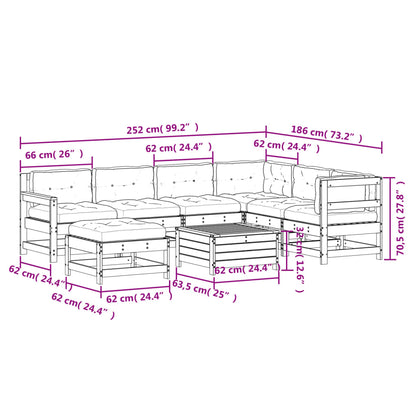 8-Tlg. Garten-Lounge-Set Mit Kissen Massivholz Kiefer