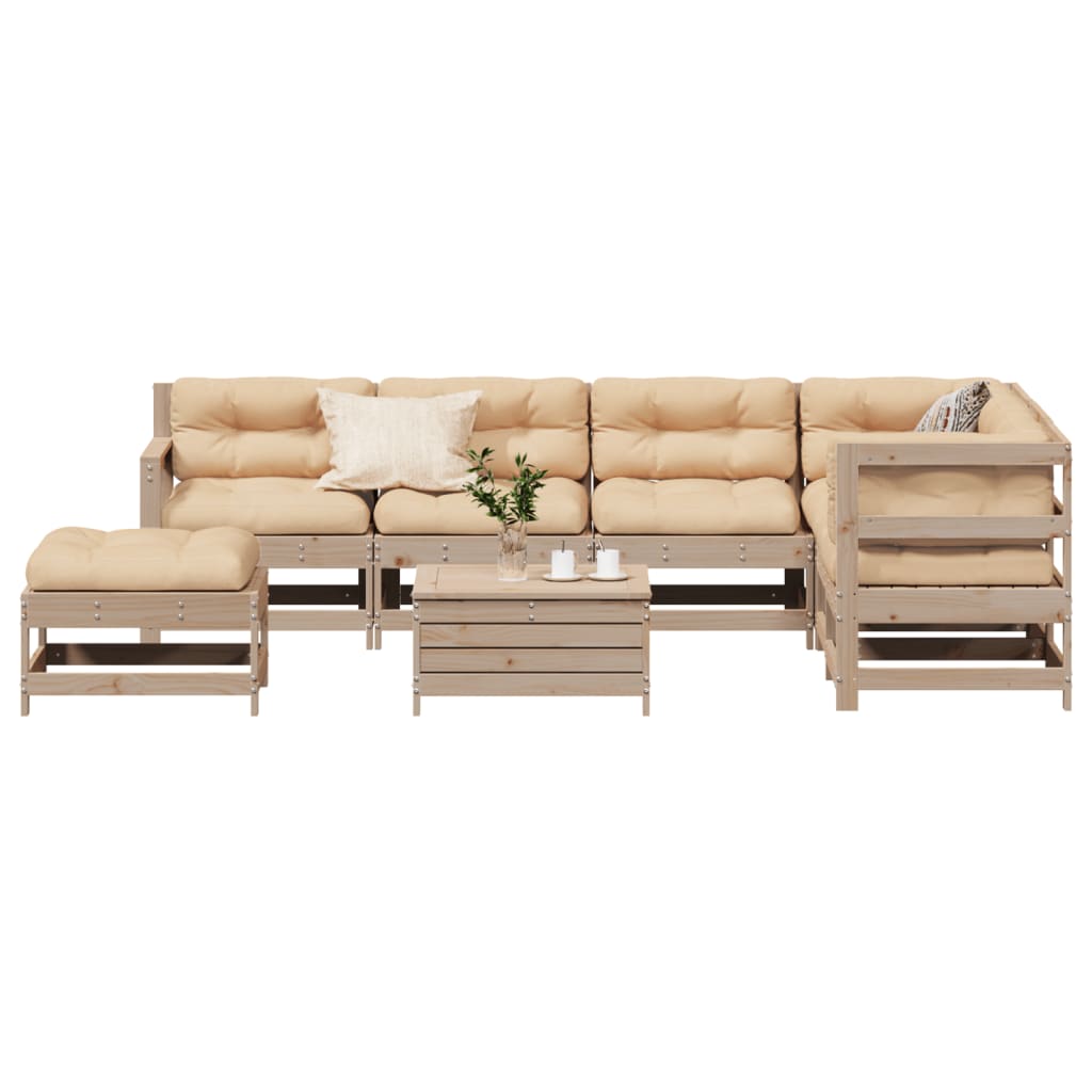 8-Tlg. Garten-Lounge-Set Mit Kissen Massivholz Kiefer