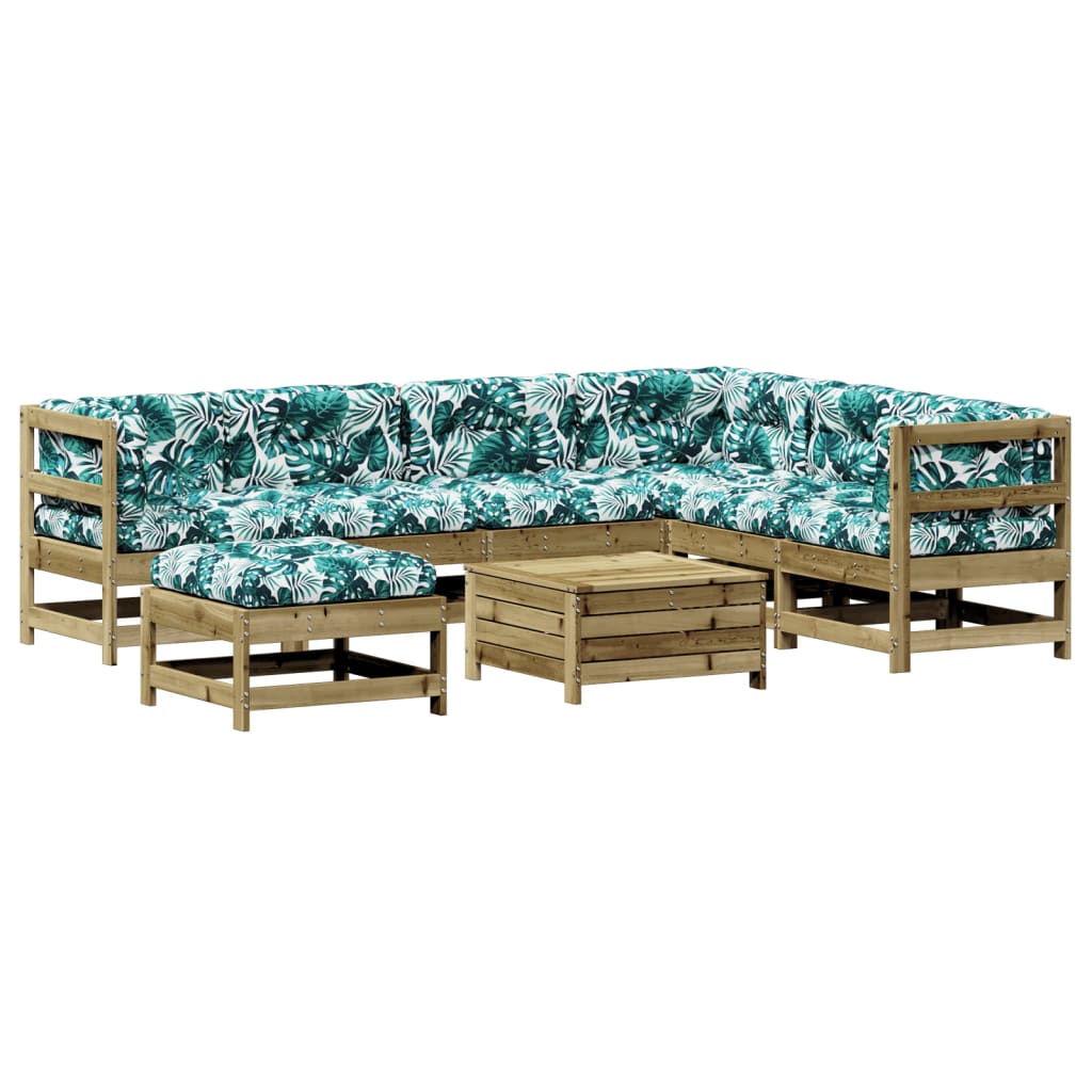 8-Tlg. Garten-Lounge-Set Mit Kissen Imprägniertes Kiefernholz