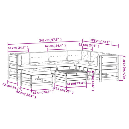 8-Tlg. Garten-Lounge-Set Mit Kissen Imprägniertes Kiefernholz