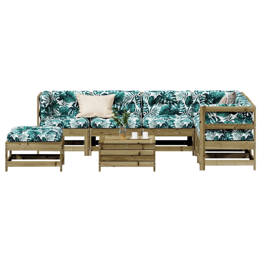 8-Tlg. Garten-Lounge-Set Mit Kissen Imprägniertes Kiefernholz