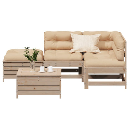 5-Tlg. Garten-Lounge-Set Mit Kissen Imprägniertes Kiefernholz