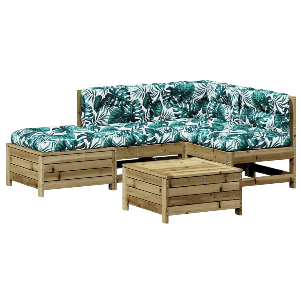5-Tlg. Garten-Lounge-Set Mit Kissen Imprägniertes Kiefernholz