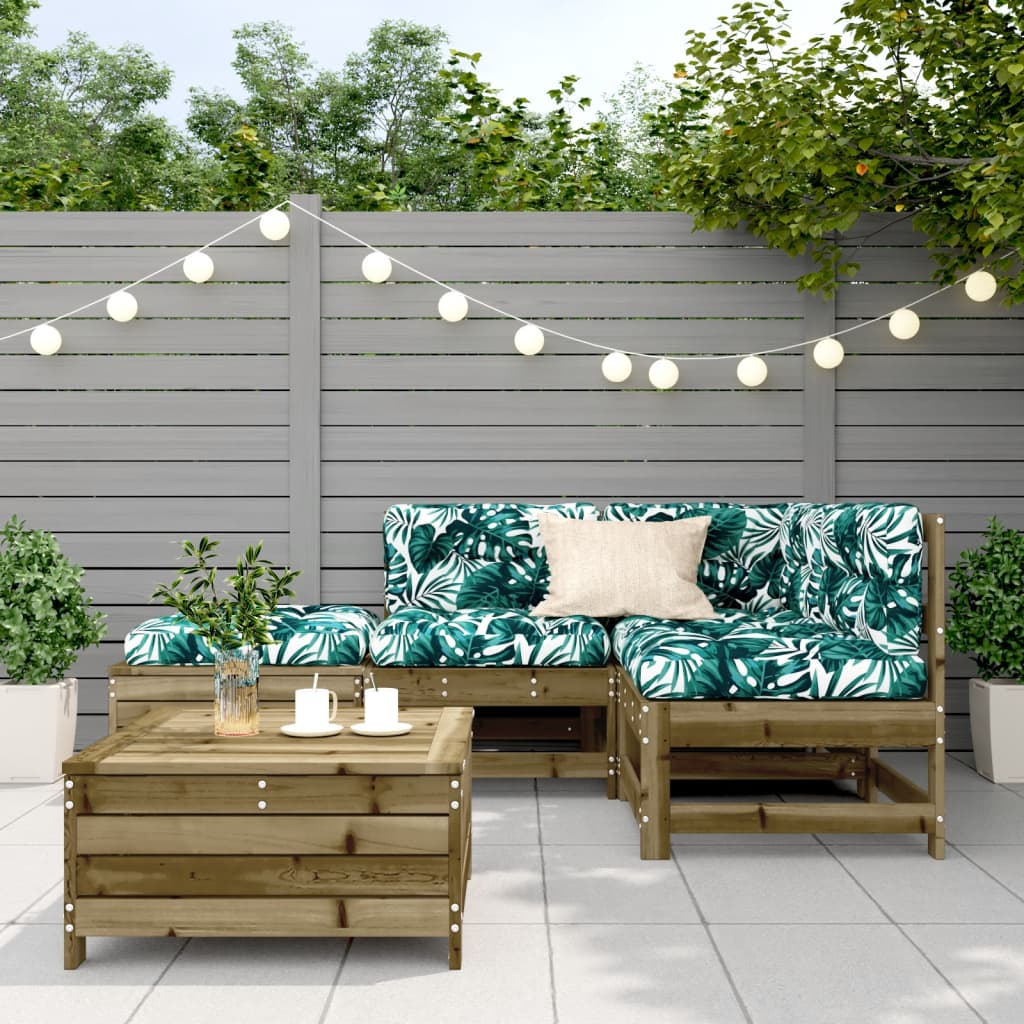 5-Tlg. Garten-Lounge-Set Mit Kissen Imprägniertes Kiefernholz