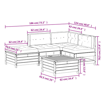 5-Tlg. Garten-Lounge-Set Mit Kissen Imprägniertes Kiefernholz