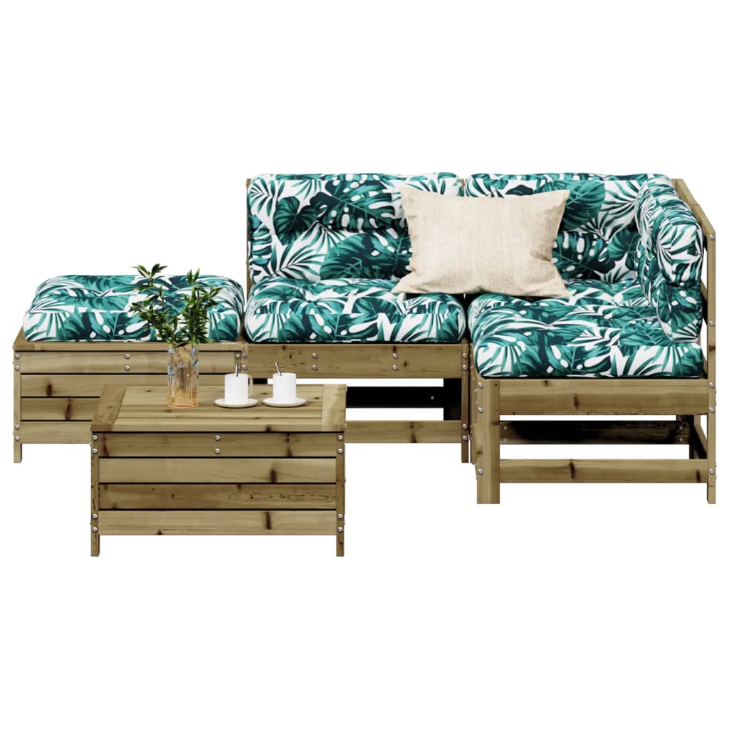 5-Tlg. Garten-Lounge-Set Mit Kissen Imprägniertes Kiefernholz