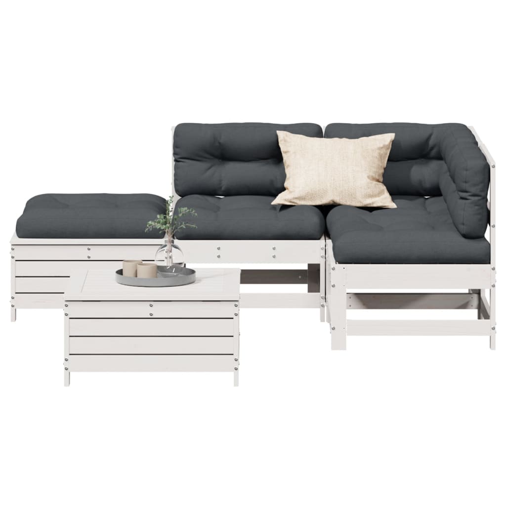 5-Tlg. Garten-Lounge-Set Mit Kissen Massivholz Kiefer