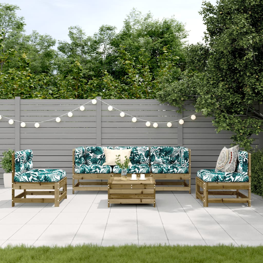 6-Tlg. Garten-Lounge-Set Mit Kissen Imprägniertes Kiefernholz