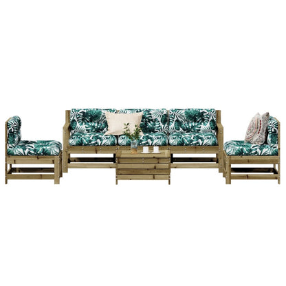 6-Tlg. Garten-Lounge-Set Mit Kissen Imprägniertes Kiefernholz