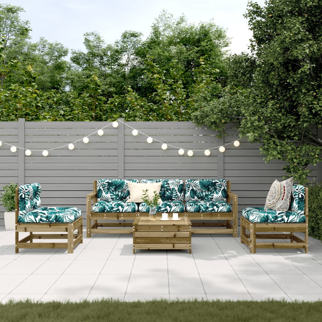 6-Tlg. Garten-Lounge-Set Mit Kissen Imprägniertes Kiefernholz