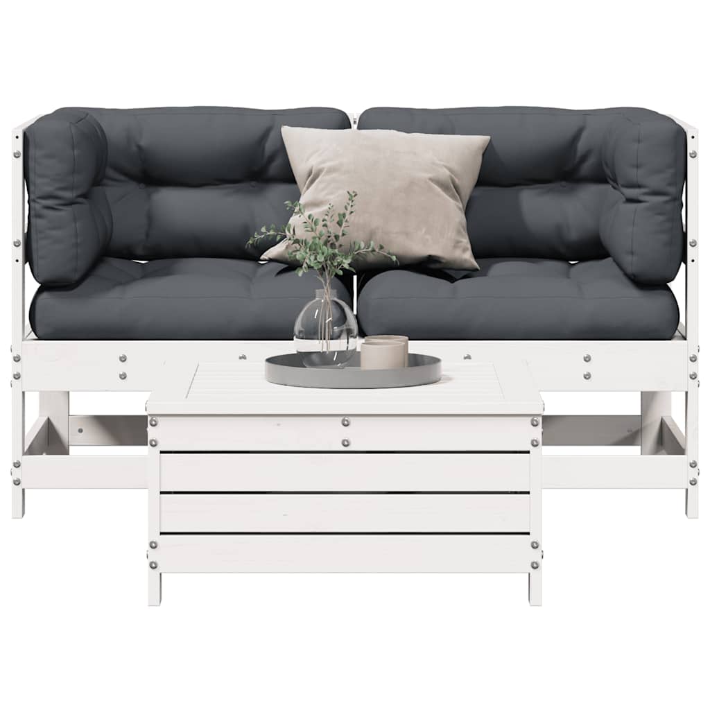 3-Tlg. Garten-Lounge-Set Mit Kissen Massivholz Kiefer