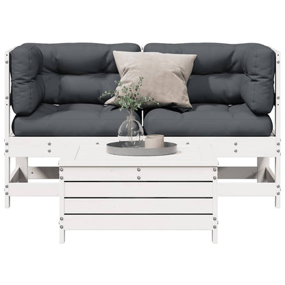 3-Tlg. Garten-Lounge-Set Mit Kissen Massivholz Kiefer
