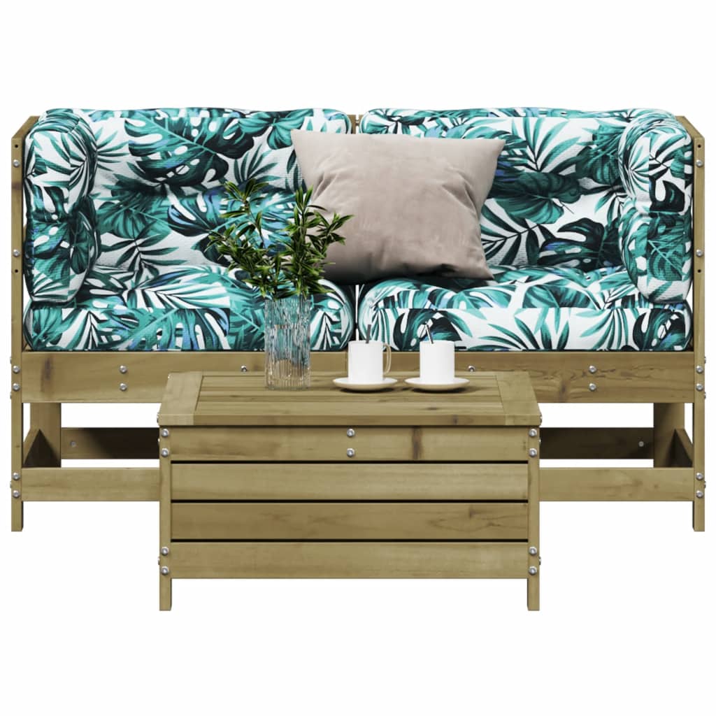 3-Tlg. Garten-Lounge-Set Mit Kissen Massivholz Kiefer