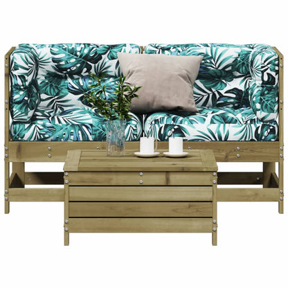 3-Tlg. Garten-Lounge-Set Mit Kissen Massivholz Kiefer