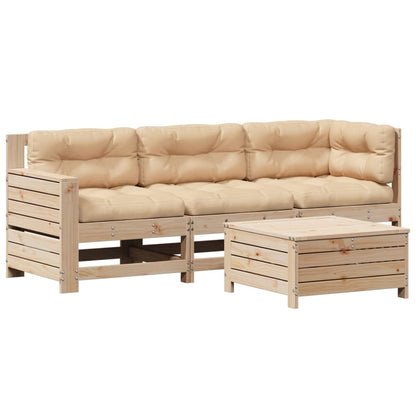 4-Tlg. Garten-Lounge-Set Mit Kissen Massivholz Kiefer