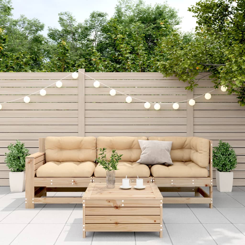 4-Tlg. Garten-Lounge-Set Mit Kissen Massivholz Kiefer