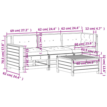 4-Tlg. Garten-Lounge-Set Mit Kissen Massivholz Kiefer