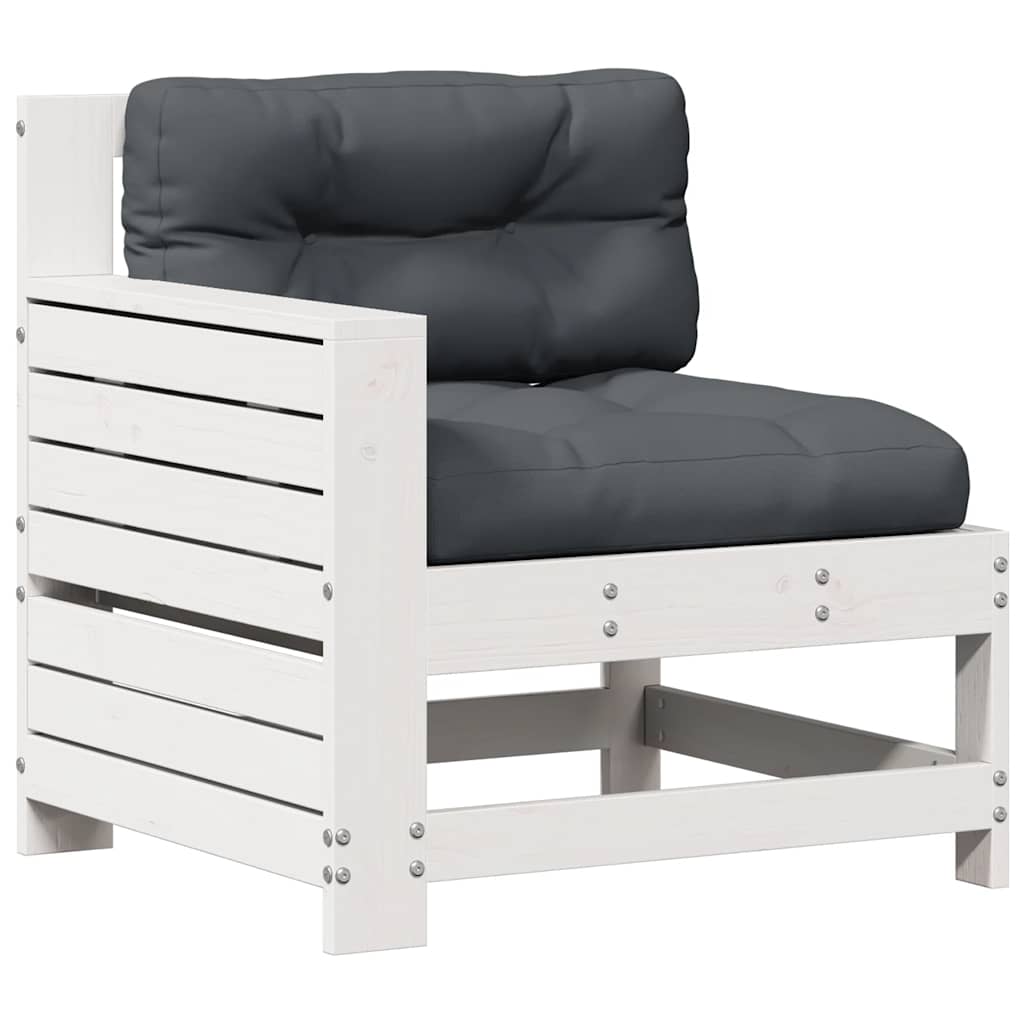 4-Tlg. Garten-Lounge-Set Mit Kissen Weiß Massivholz Kiefer