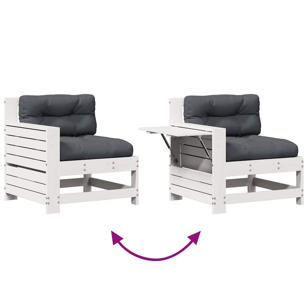 4-Tlg. Garten-Lounge-Set Mit Kissen Weiß Massivholz Kiefer