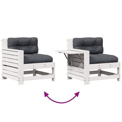 4-Tlg. Garten-Lounge-Set Mit Kissen Weiß Massivholz Kiefer