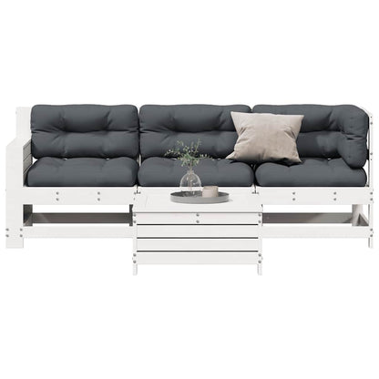 4-Tlg. Garten-Lounge-Set Mit Kissen Weiß Massivholz Kiefer